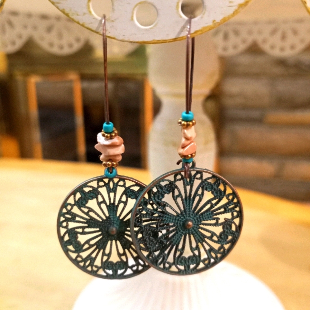 Bohemian Style Green Earrings